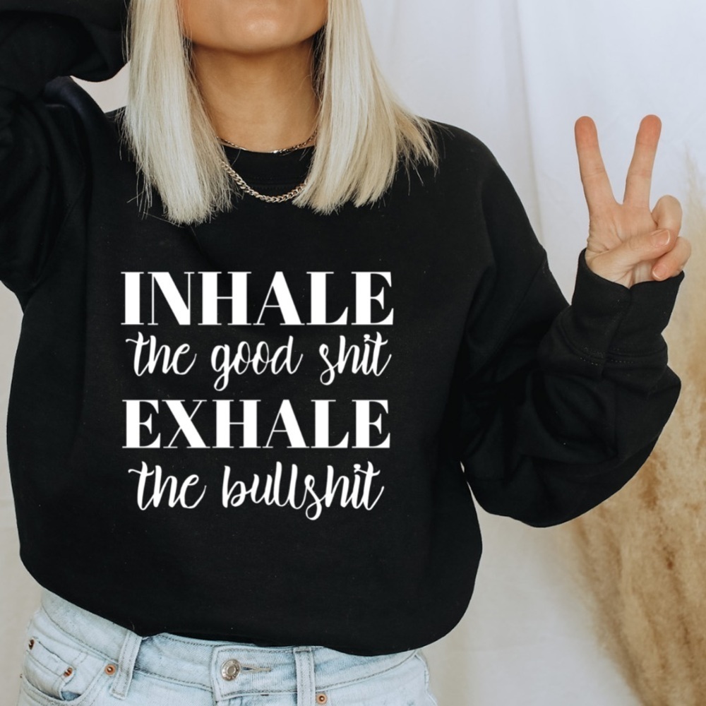 NEW Funny Inhale Exhale Graphic Sweatshirt shirt S-5X, Womens Sweatshirt